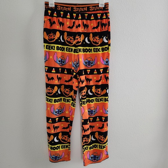 Disney Stitch Halloween Pajama Pants Orange Black size Small - Picture 2 of 7